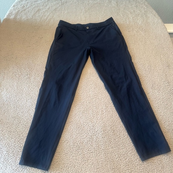 Lululemon Mens Commission Pants Slim Warpstreme True Navy Blue Meas 32x29” - Picture 1 of 11